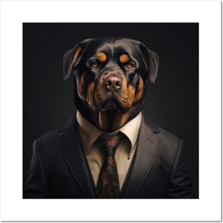 Rottweiler Dog in Suit Posters and Art